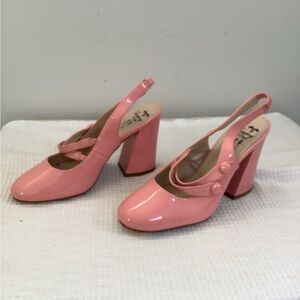 FLOWER SOLE RETRO NEW Heels Pink Patent Shoes NEW Dancing Days by Banned
